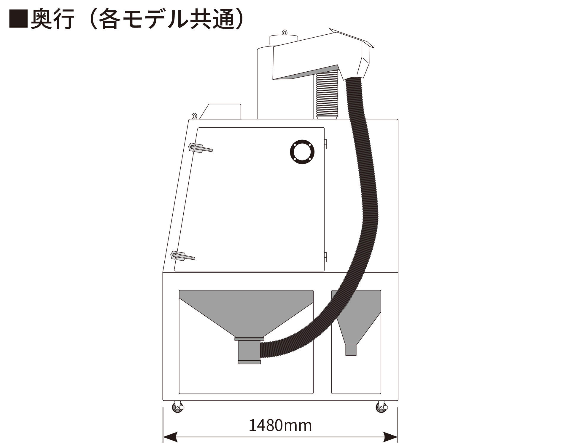 重力落下サイクロン式サンドブラスター「BLASTY1000」寸法図③